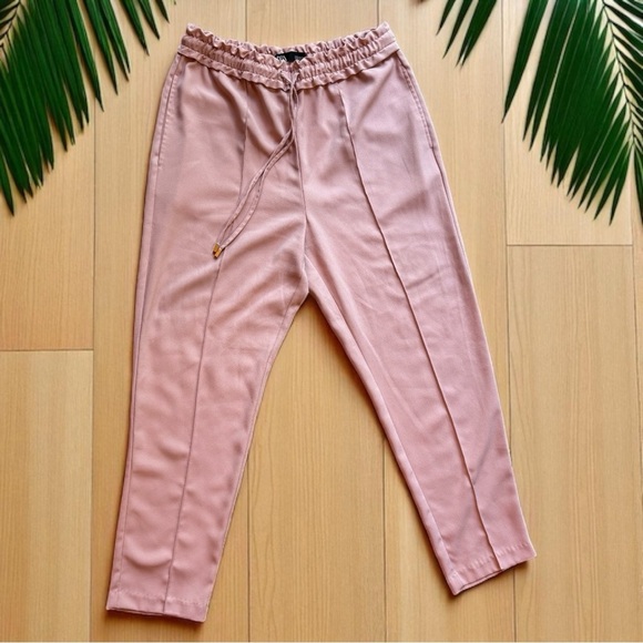 Zara Blush Pink Tapered Drawstring Pants – Size Small - Picture 1 of 9